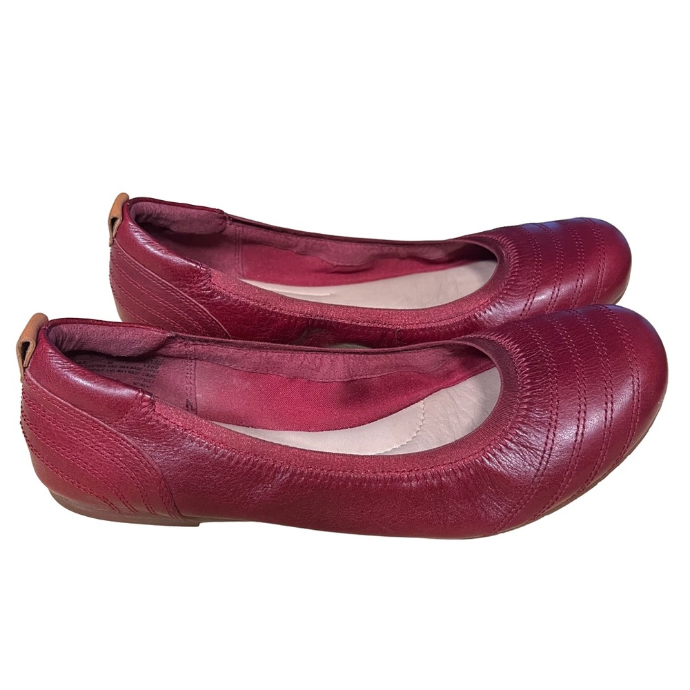 Timberland Earth Keepers Women Sz 9 Red Wine Leather Ballet Flat Shoes EUC